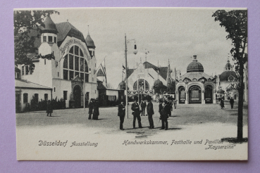 Ansichtskarte AK Düsseldorf 1902 Ausstellung Pavillon Kayserzinn Handwerkskammer Festhalle Architektur NRW